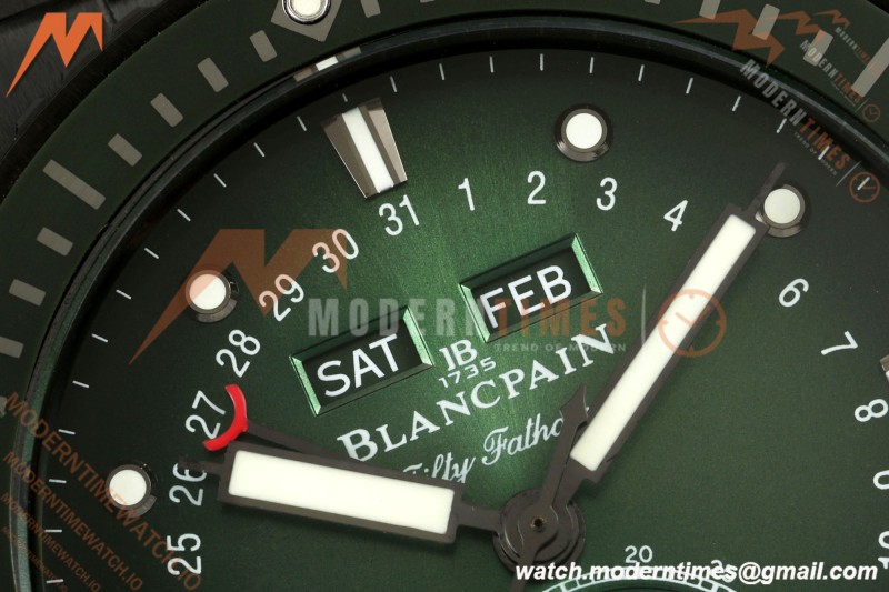 Blancpain - Fifty Fathoms 5054 Bathyscaphe Complete Calendar Moon Phases Black Ceramic Green Dial DDDF A6654 | 블랑팡 - 피프티 패덤즈 5054 바티스카프 컴플리트 캘린더 문페이즈 블랙 세라믹 그린 다이얼 DDDF A6654