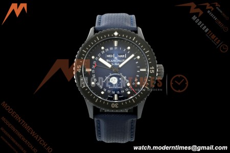 Blancpain - Fifty Fathoms 5054 Bathyscaphe Complete Calendar Moon Phases Black CER/NY Sunburst Blue DDDF A6654
