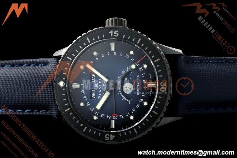 Blancpain - Fifty Fathoms 5054 Bathyscaphe Complete Calendar Moon Phases Black CER/NY Sunburst Blue DDDF A6654 | 블랑팡 - 피프티 패덤즈 5054 바티스카프 컴플리트 캘린더 문페이즈 블랙 CER/NY 선버스트 블루 DDDF A6654
