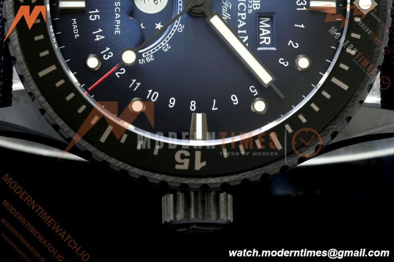 Blancpain - Fifty Fathoms 5054 Bathyscaphe Complete Calendar Moon Phases Black CER/NY Sunburst Blue DDDF A6654 | 블랑팡 - 피프티 패덤즈 5054 바티스카프 컴플리트 캘린더 문페이즈 블랙 CER/NY 선버스트 블루 DDDF A6654