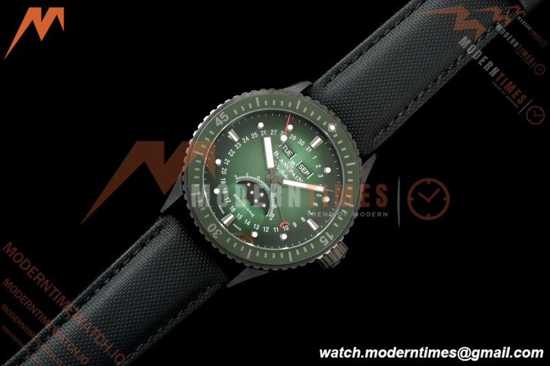 Blancpain - Fifty Fathoms 5054 Bathyscaphe Complete Calendar Moon Phases Black CER/NY Green Dial DDDF A6654