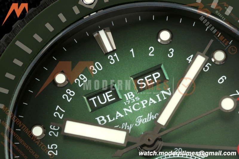 Blancpain - Fifty Fathoms 5054 Bathyscaphe Complete Calendar Moon Phases Black CER/NY Green Dial DDDF A6654
