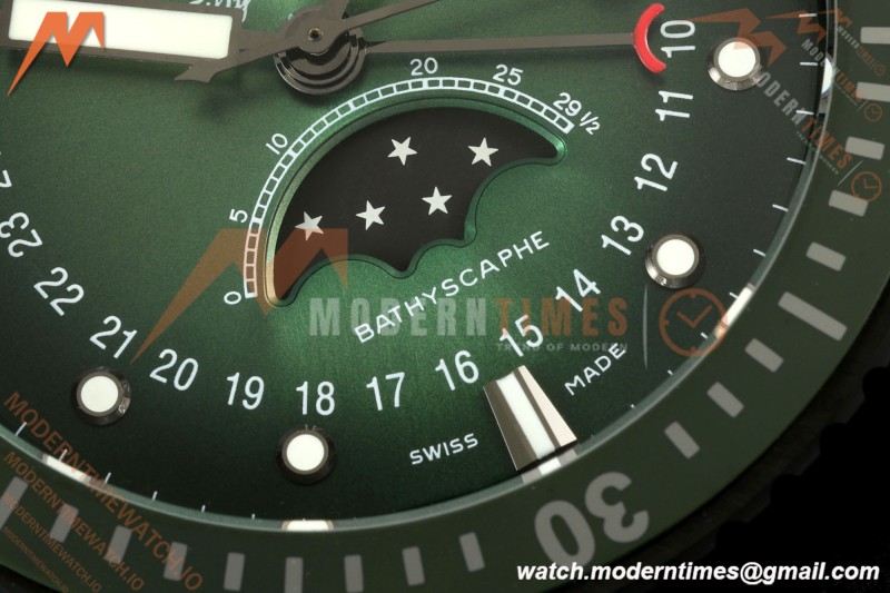 Blancpain - Fifty Fathoms 5054 Bathyscaphe Complete Calendar Moon Phases Black CER/NY Green Dial DDDF A6654