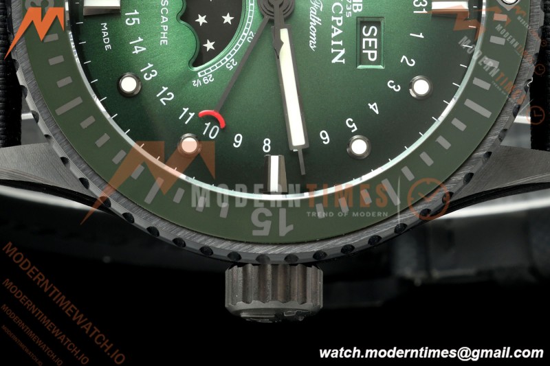 Blancpain - Fifty Fathoms 5054 Bathyscaphe Complete Calendar Moon Phases Black CER/NY Green Dial DDDF A6654