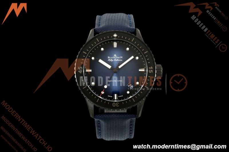 Blancpain - Fifty Fathoms 5000A 43.6mm Bathyscaphe Black Cer/NY Sunburst Blue DDDF A1315