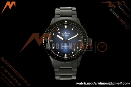 Blancpain - Fifty Fathoms 5000A 43.6mm Bathyscaphe Black Cer/Cer Sunburst Blue Dial DDDF A1315