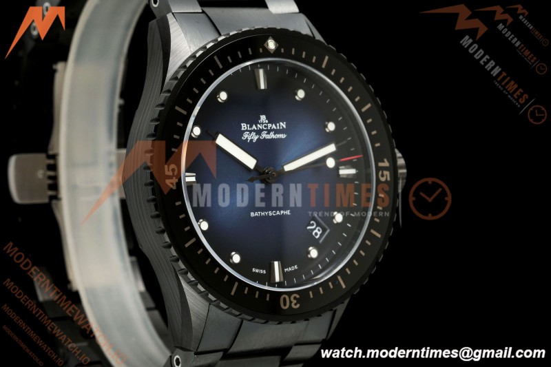 Blancpain - Fifty Fathoms 5000A 43.6mm Bathyscaphe Black Cer/Cer Sunburst Blue Dial DDDF A1315