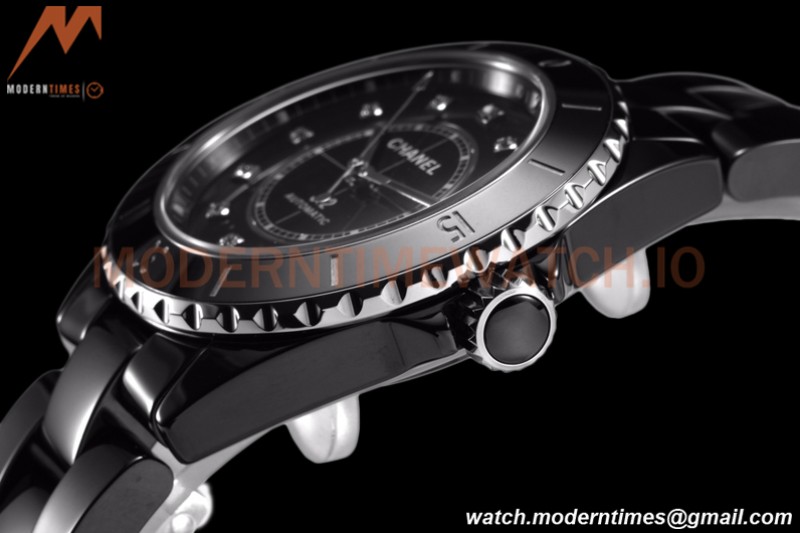 Chanel - J12 38MM Automatic Black Cer/Cer Blk/Dia BVF Cal 12.1
