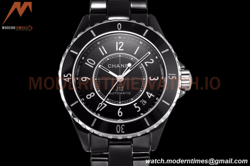 Chanel - J12 38MM Automatic Black Cer/Cer Blk/Num BVF Cal 12.1