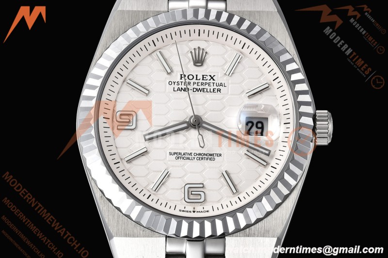 Rolex - Land-Dweller 127334 40mm Jub Flt SS/SS Wht/Stk GDF MY8215