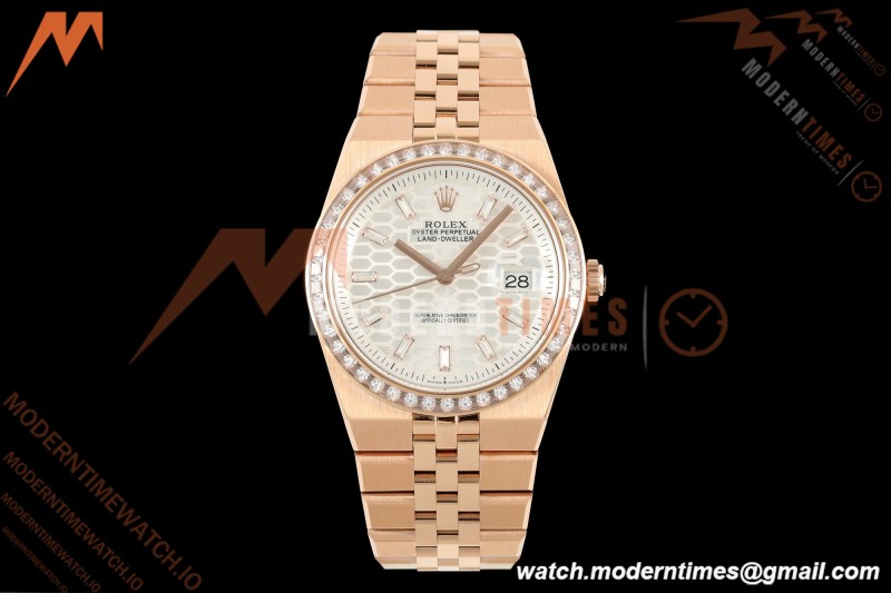 Rolex - Land-Dweller 127385TBR 40mm Jub Flt RG/RG Diamond Wht/Dia 2F A7135