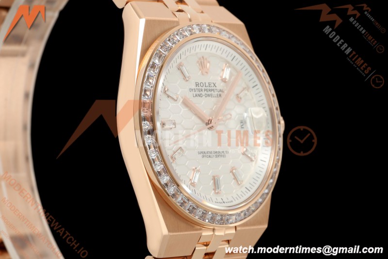 Rolex - Land-Dweller 127385TBR 40mm Jub Flt RG/RG Diamond Wht/Dia 2F A7135