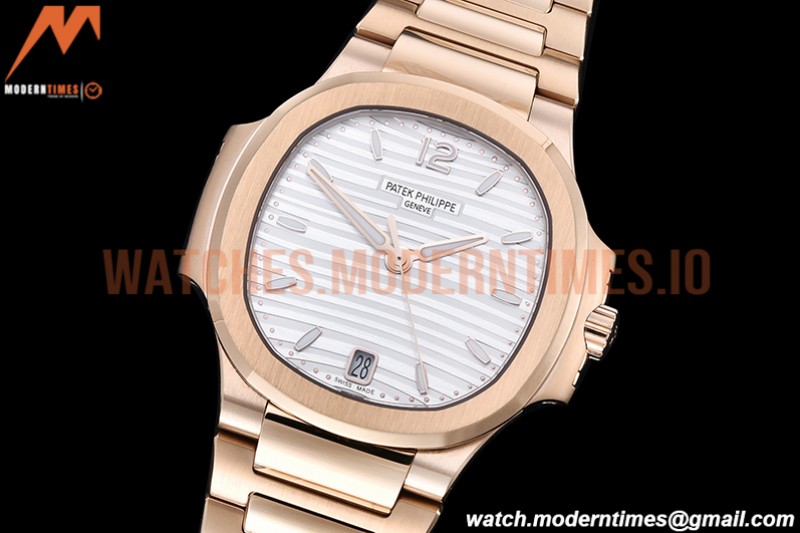 Patek Philippe - Nautilus Ladies 7118 35mm RG/RG Wht/Stk PPF A324