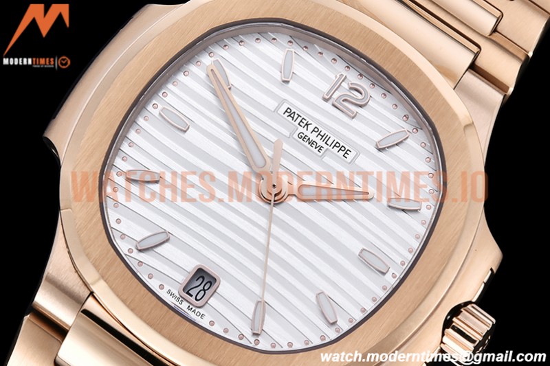 Patek Philippe - Nautilus Ladies 7118 35mm RG/RG Wht/Stk PPF A324