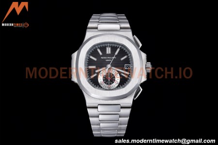 Patek Philippe - Nautilus Chronograph 5980 SS/SS Black PPF A7750 Mod