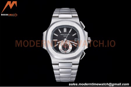 Patek Philippe - Nautilus Chronograph 5980 SS/SS Black PPF A7750 Mod