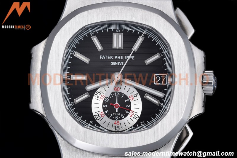 Patek Philippe - Nautilus Chronograph 5980 SS/SS Black PPF A7750 Mod