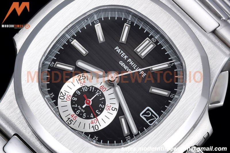 Patek Philippe - Nautilus Chronograph 5980 SS/SS Black PPF A7750 Mod