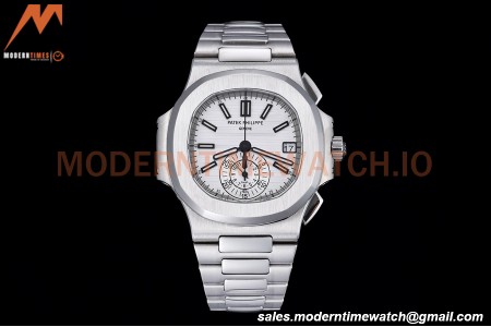 Patek Philippe - Nautilus Chronograph 5980 SS/SS White PPF A7750 Mod