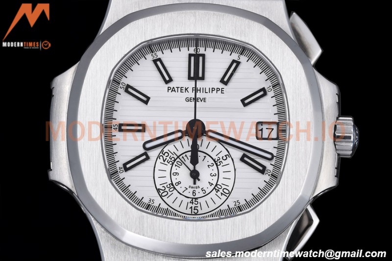 Patek Philippe - Nautilus Chronograph 5980 SS/SS White PPF A7750 Mod