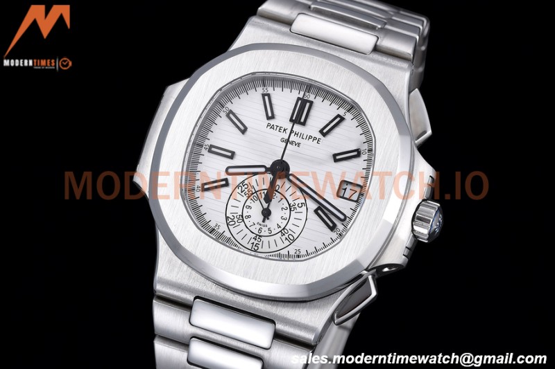 Patek Philippe - Nautilus Chronograph 5980 SS/SS White PPF A7750 Mod