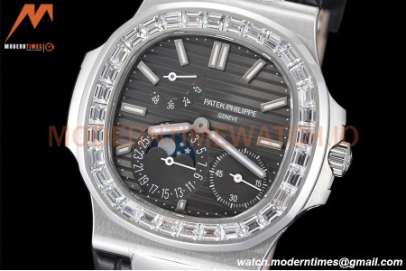 Patek Philippe - Nautilus Moon Phase 5722G 40mm Diamond SS/LE Grey PPF A240