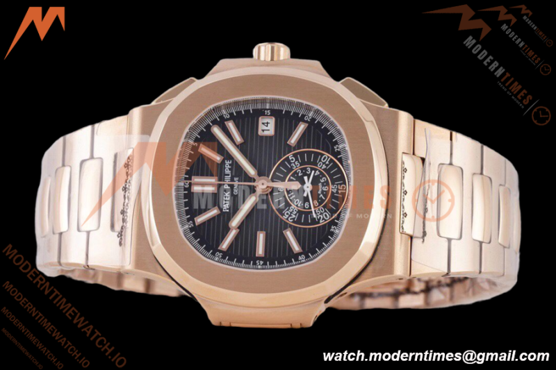 Patek Philippe - Nautilus Chronograph 5980 RG/RG Black 3KF V2 A7750 Mod