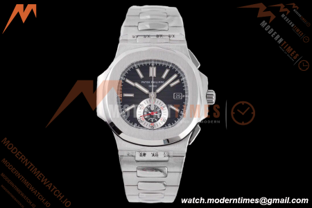 Patek Philippe - Nautilus Chronograph 5980 SS/SS Black 3KF V2 A7750 Mod