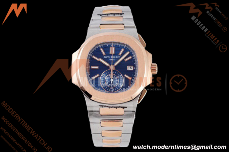 Patek Philippe - Nautilus Chronograph 5980 RG/SS Blue 3KF V2 A7750 Mod