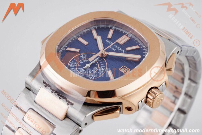 Patek Philippe - Nautilus Chronograph 5980 RG/SS Blue 3KF V2 A7750 Mod