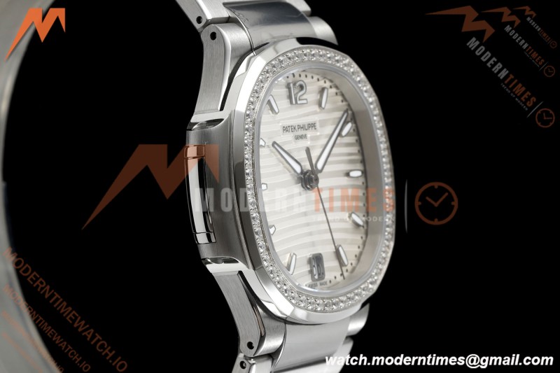 Patek Philippe - Nautilus Ladies 7118 35mm SS/SS Wht/Stk Diamonod 3KF DD324