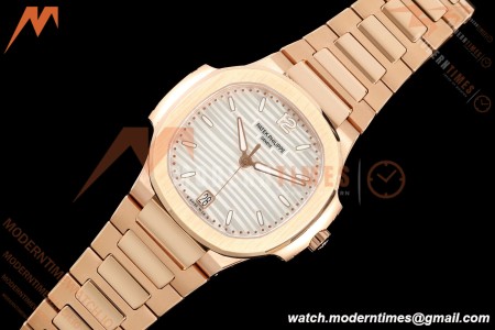 Patek Philippe - Nautilus Ladies 7118 35mm RG/RG Wht/Stk DDF DD324
