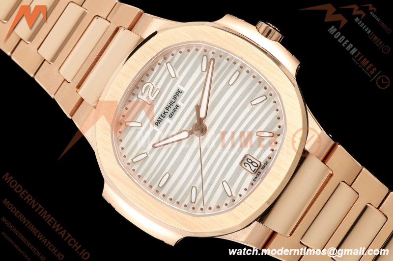 Patek Philippe - Nautilus Ladies 7118 35mm RG/RG Wht/Stk DDF DD324