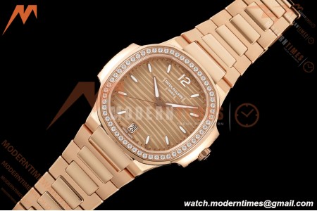 Patek Philippe - Nautilus Ladies 7118 35mm RG/DIA Champ/Stk DDF DD324 | 파텍 필립 - 노틸러스 레이디스 7118 35mm 로즈 골드/다이아 샴페인/바 인덱스 DDF DD324
