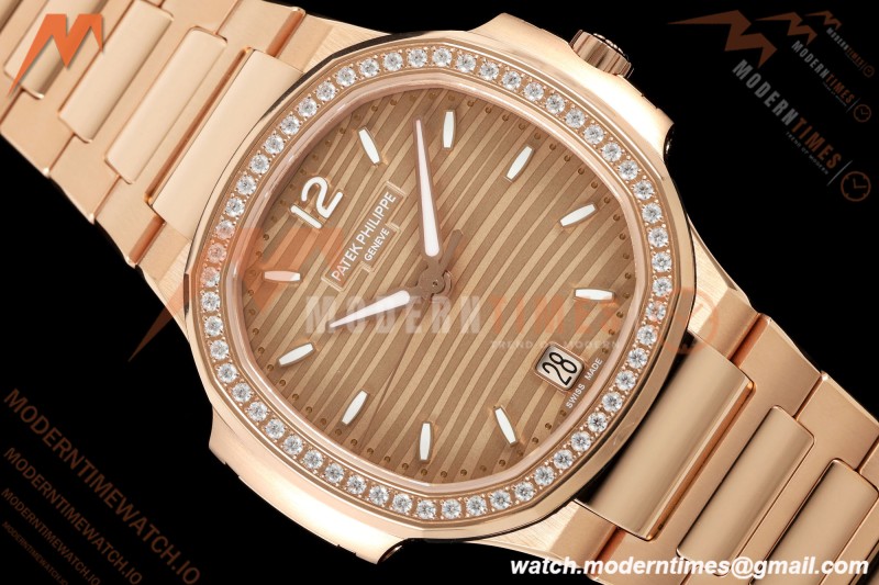 Patek Philippe - Nautilus Ladies 7118 35mm RG/DIA Champ/Stk DDF DD324