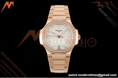 Patek Philippe - Nautilus Ladies 7118 35mm RG/DIA Wht/Stk DDF DD324