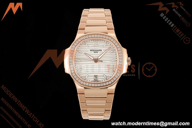 Patek Philippe - Nautilus Ladies 7118 35mm RG/DIA Wht/Stk DDF DD324