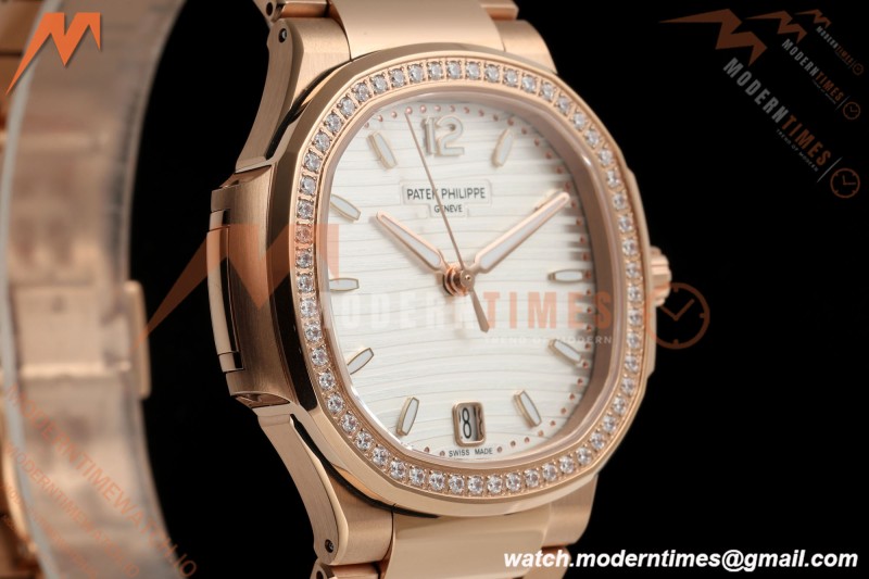 Patek Philippe - Nautilus Ladies 7118 35mm RG/DIA Wht/Stk DDF DD324