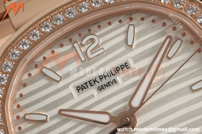 Patek Philippe - Nautilus Ladies 7118 35mm RG/DIA Wht/Stk DDF DD324