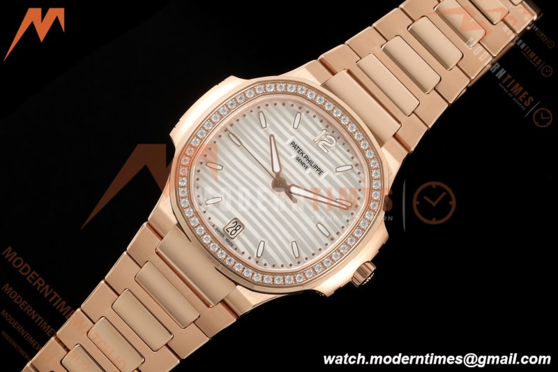 Patek Philippe - Nautilus Ladies 7118 35mm RG/DIA Wht/Stk DDF DD324