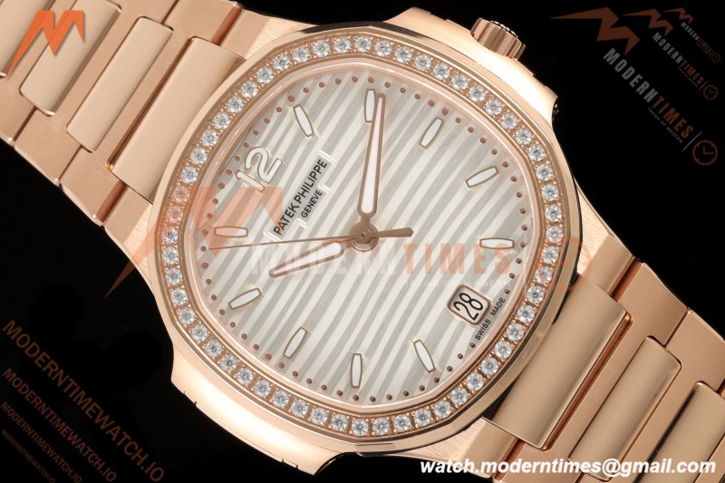 Patek Philippe - Nautilus Ladies 7118 35mm RG/DIA Wht/Stk DDF DD324