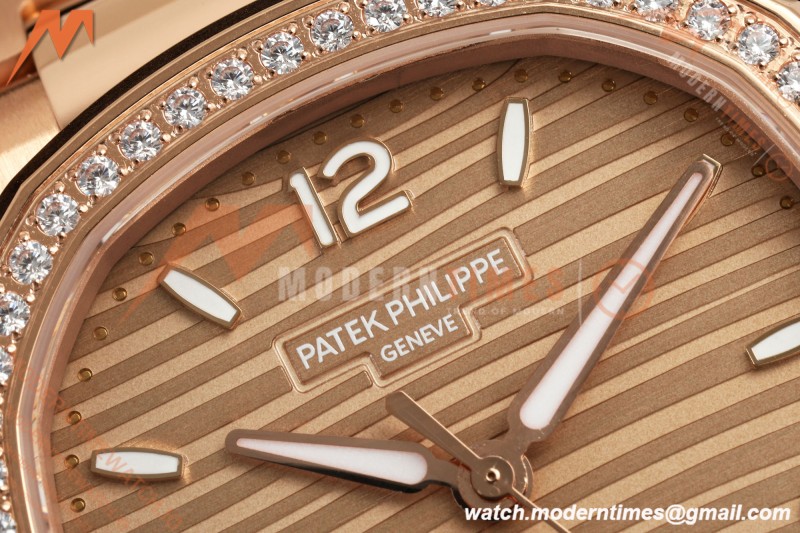 Patek Philippe - Nautilus Ladies 7118 35mm RG/DIA Champ/Stk DDF DD324 | 파텍 필립 - 노틸러스 레이디스 7118 35mm 로즈 골드/다이아 샴페인/바 인덱스 DDF DD324