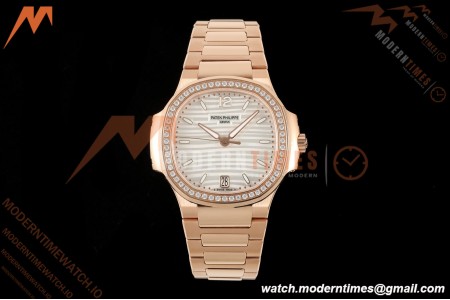 Patek Philippe - Nautilus Ladies 7118 35mm RG/DIA Wht/Stk DDF DD330