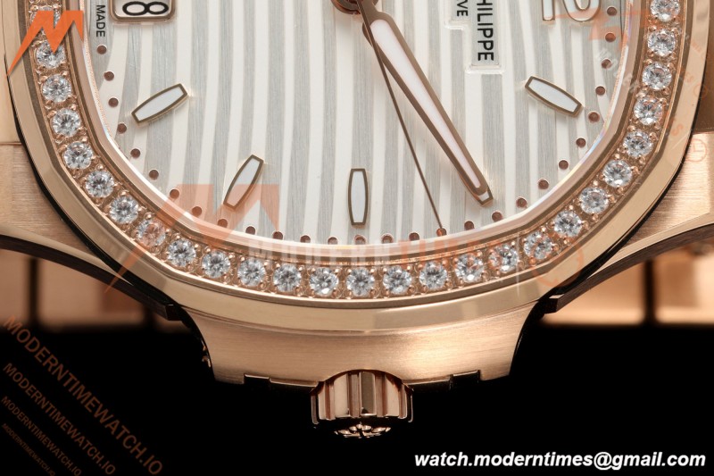 Patek Philippe - Nautilus Ladies 7118 35mm RG/DIA Wht/Stk DDF DD324 | 파텍 필립 - 노틸러스 레이디스 7118 35mm 로즈 골드/다이아 화이트/바 인덱스 DDF DD324