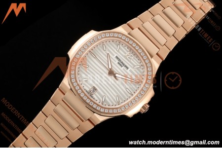 Patek Philippe - Nautilus Ladies 7118 35mm RG/DIA Wht/Stk DDF DD330