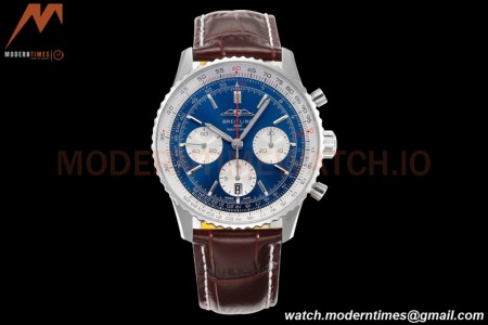 Breitling - Navitimer Chronograph B01 43mm SS/LE Blue/Wht BLS A7750 Mod