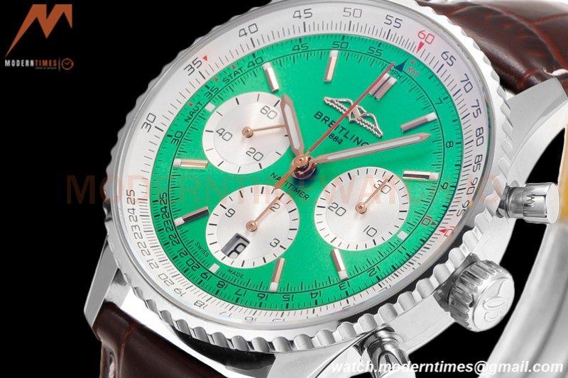 Breitling - Navitimer Chronograph B01 43mm SS/LE Mint Green/Wht BLS A7750 Mod