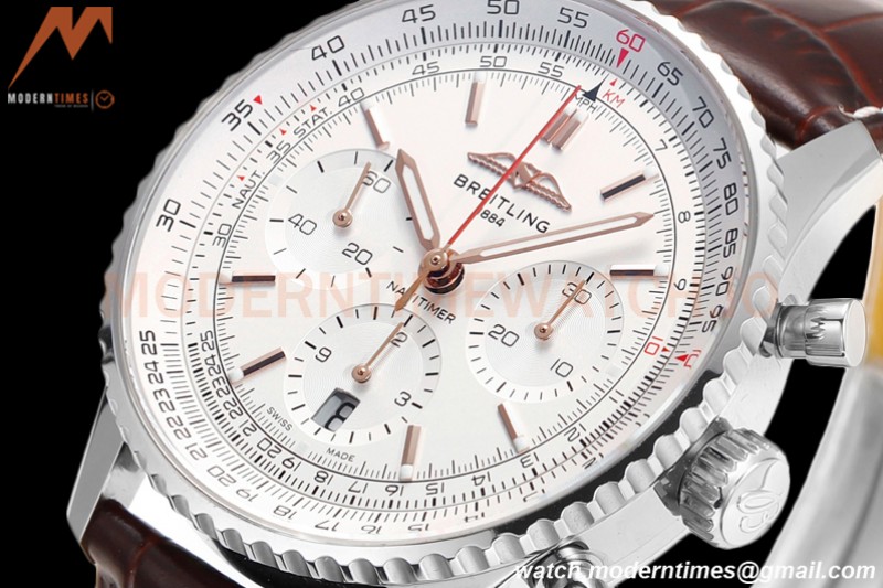 Breitling - Navitimer Chronograph B01 43mm SS/LE Wht/Stk BLS A7750 Mod