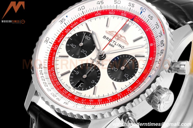 Breitling - Navitimer Chronograph B01 43mm SS/LE Wht/Stk Boeing 747 BLS A7750 Mod