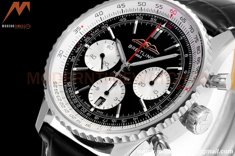 Breitling - Navitimer Chronograph B01 43mm SS/LE Blk/Stk BLS A7750 Mod